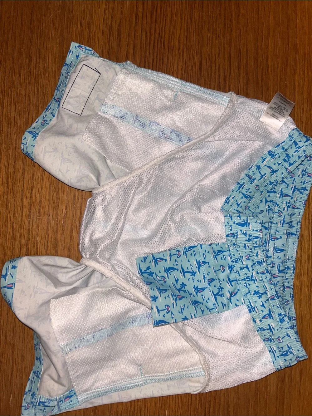 Boys Vineyard Vines Light Blue Sailboat Print Swim Trunks